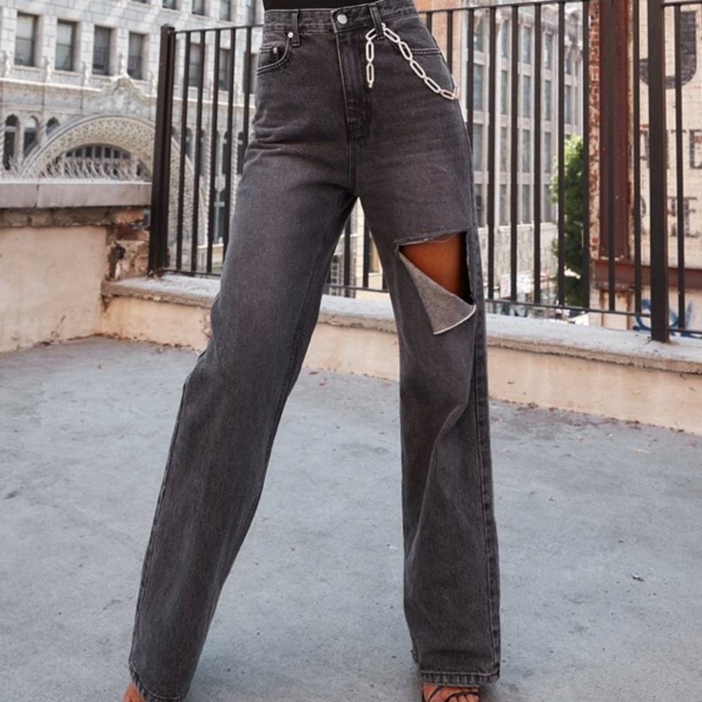 12th Tribe Brooklyn Black Slash Boyfriend Jeans